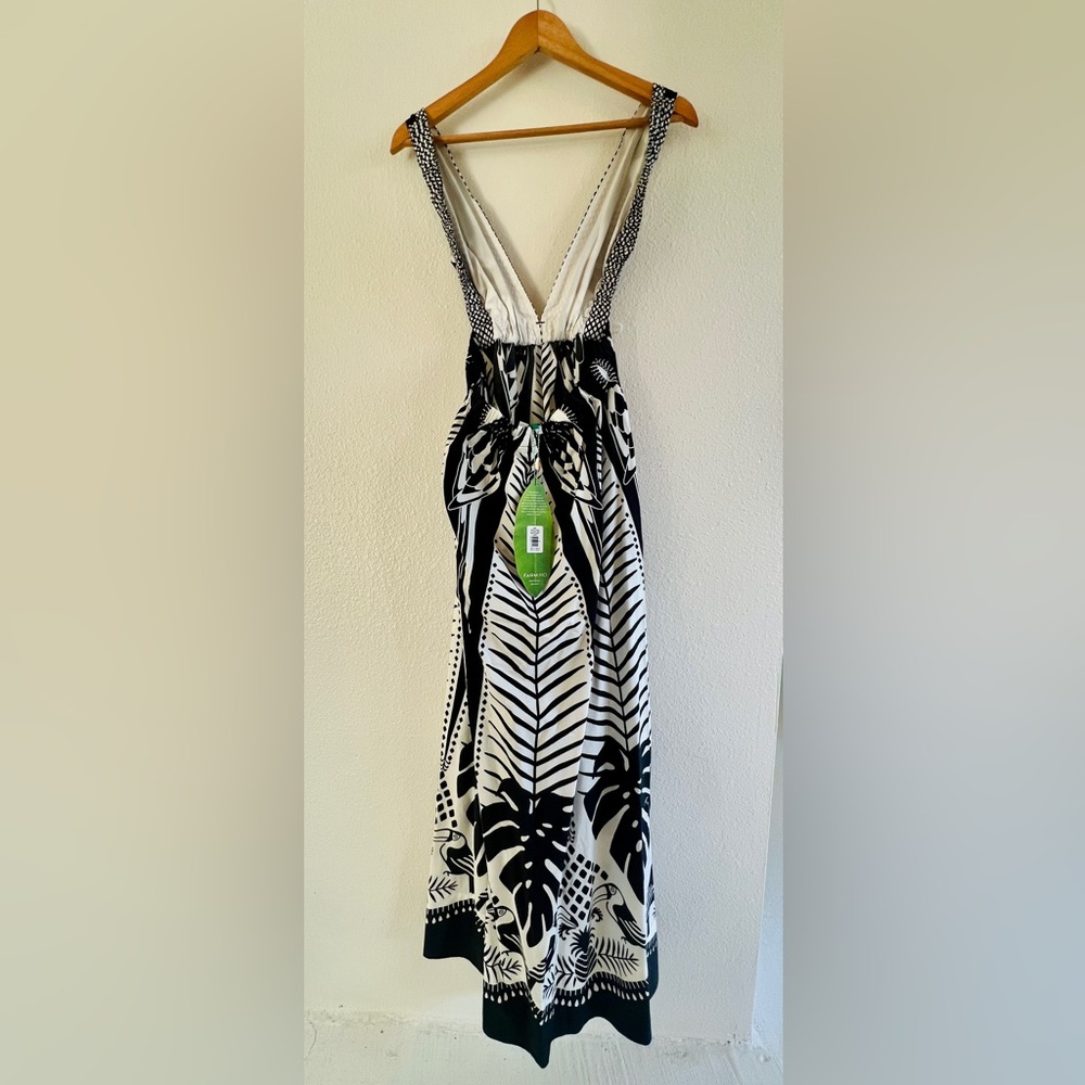 FARM Rio Black & White Tropical Leaf V‑Neck Maxi Dress - Picture 5 of 8